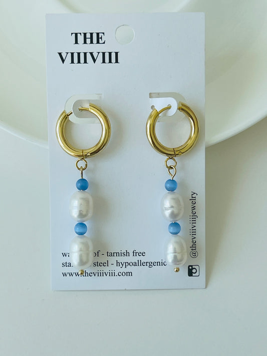 Akari Fresh Water Pearl Gold Hoop Earrings