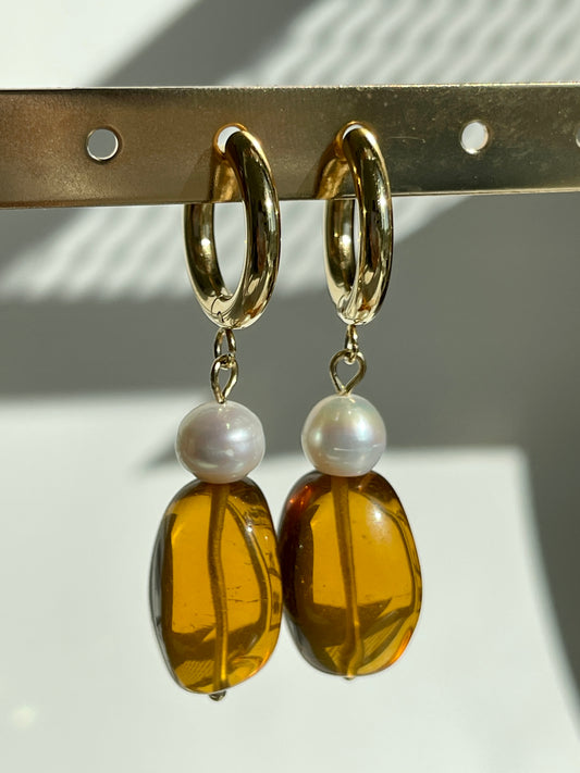 AMBER HOOP EARRINGS