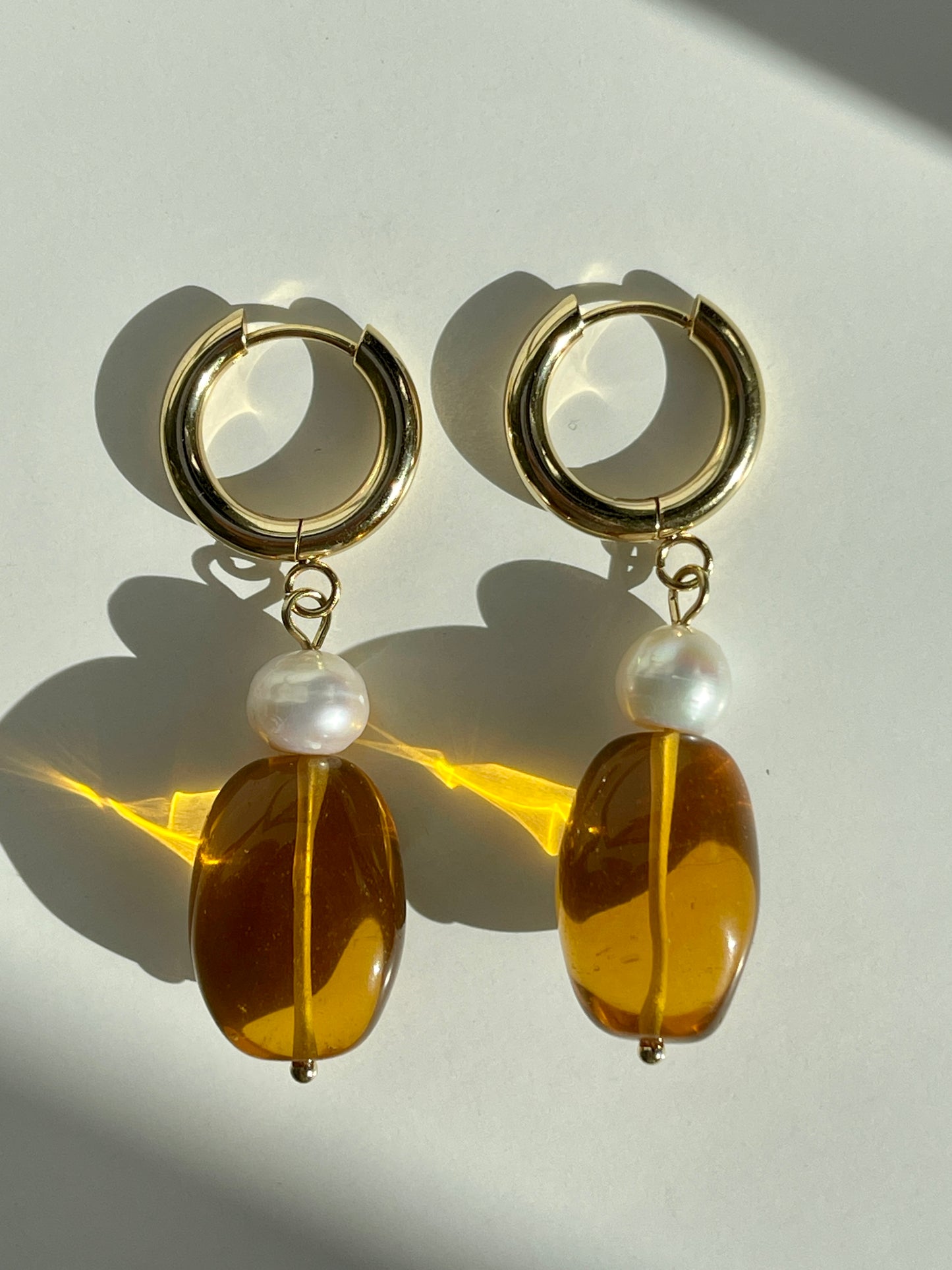 AMBER HOOP EARRINGS