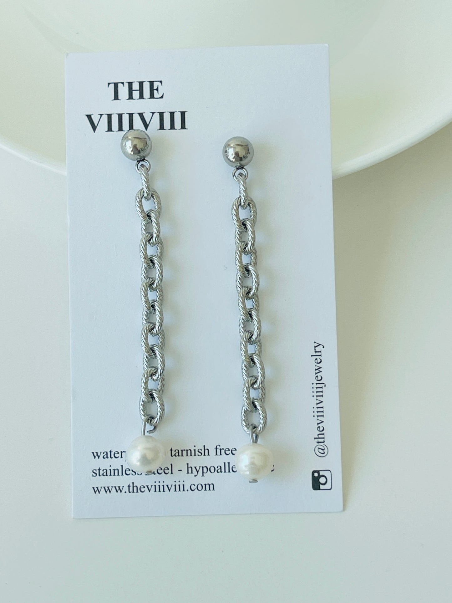 Julia Pearl Silver Drop Earrings