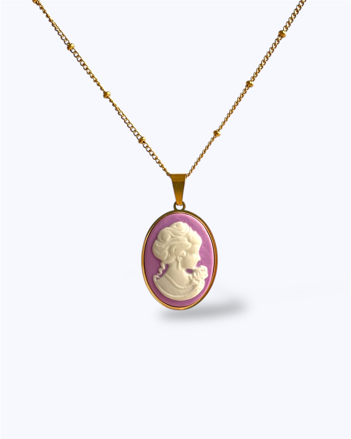EVELYN PURPLE CAMEO LADY NECKLACE