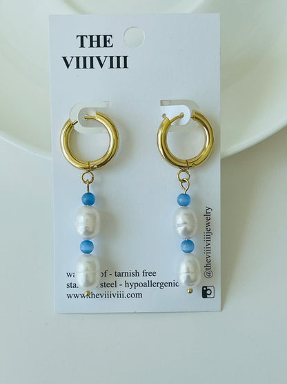 Akari Fresh Water Pearl Gold Hoop Earrings