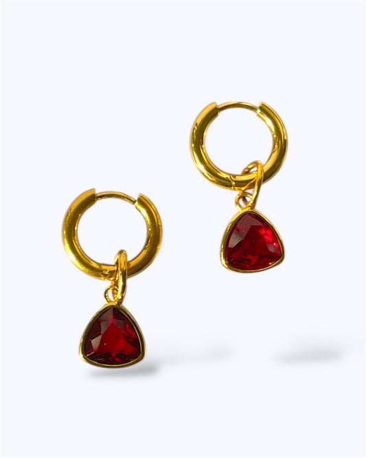 RUBY HOOP EARRINGS