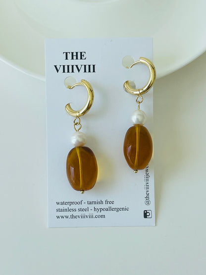 AMBER HOOP EARRINGS